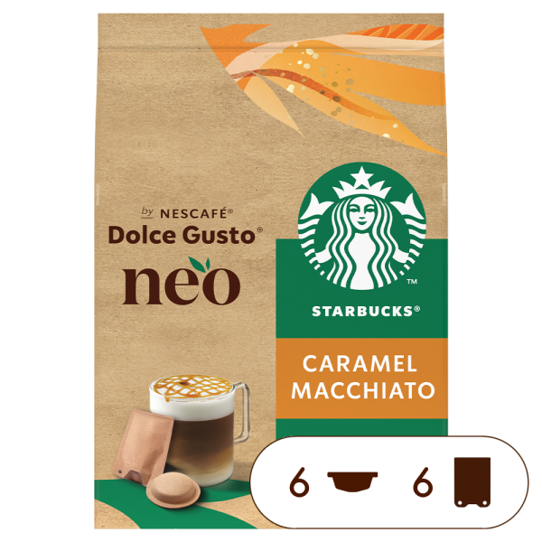 NEO Starbucks® Caramel Macchiato verpakking met pads en sachets