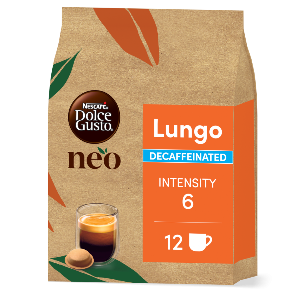 verpakking van NEO Lungo Decaffeinato pads