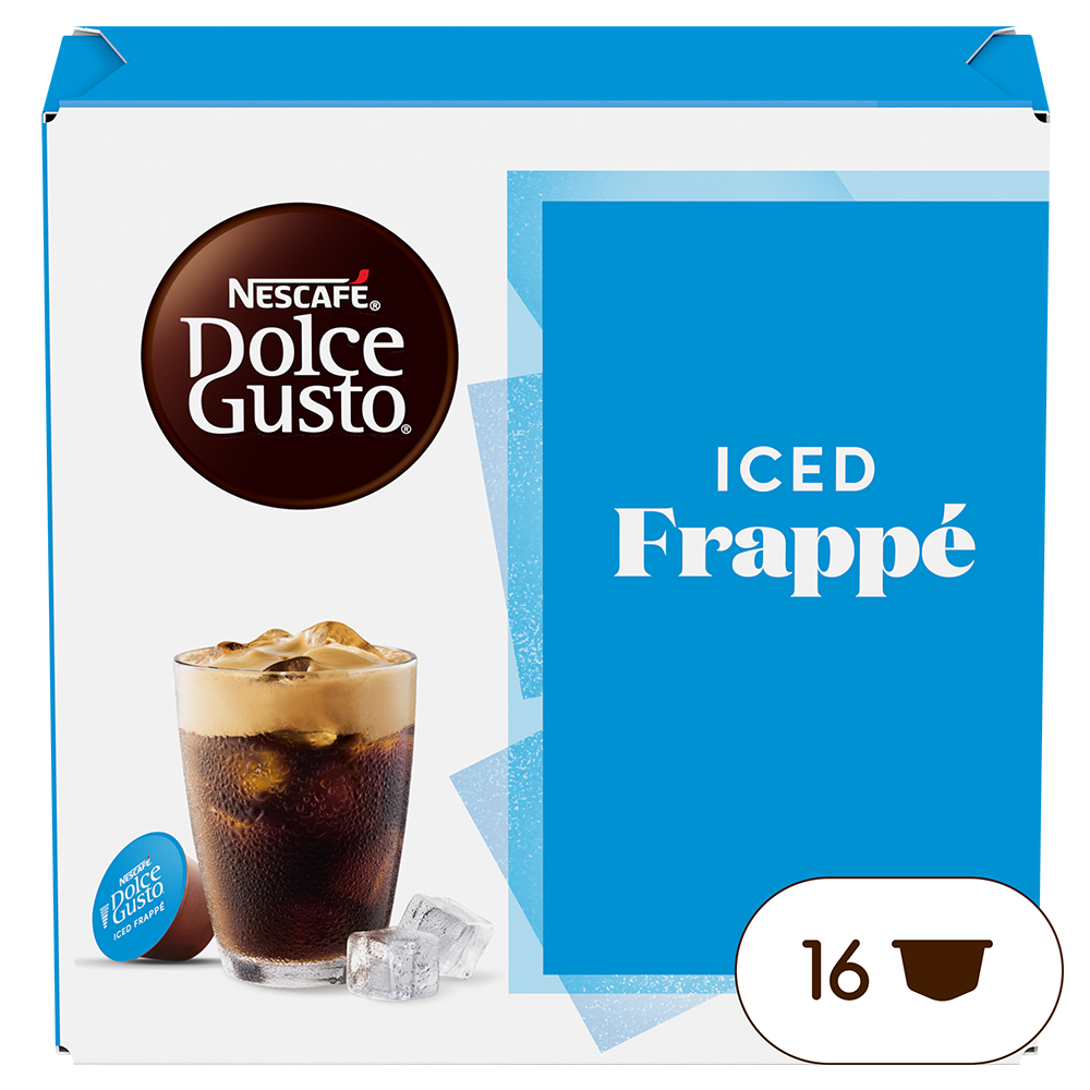 pack of iced frappé capsules front view