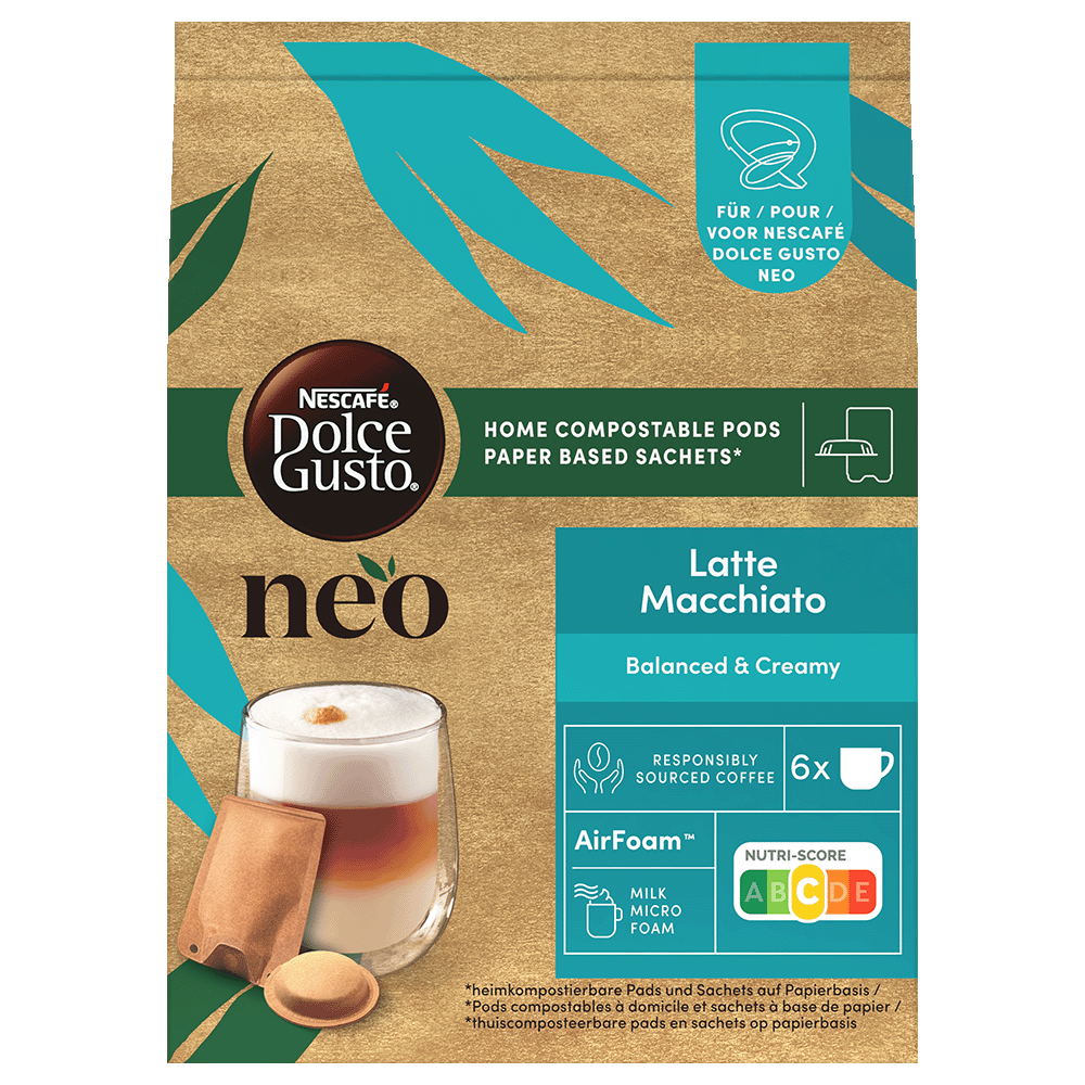 verpakking van NEO Latte Macchiato pads en sachets