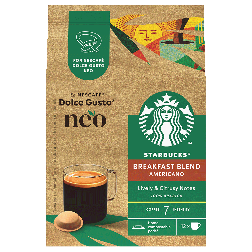 verpakking van NEO Starbucks breakfast blend americano pads