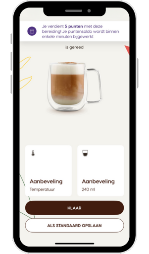 Mobiele telefoon met de NESCAFÉ Dolce Gusto-app met personalisatie