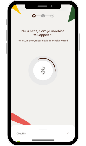 Verbinden koffiemachine met bluetooth app scherm