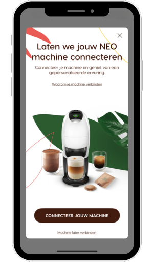 Verbinden koffiemachine app scherm