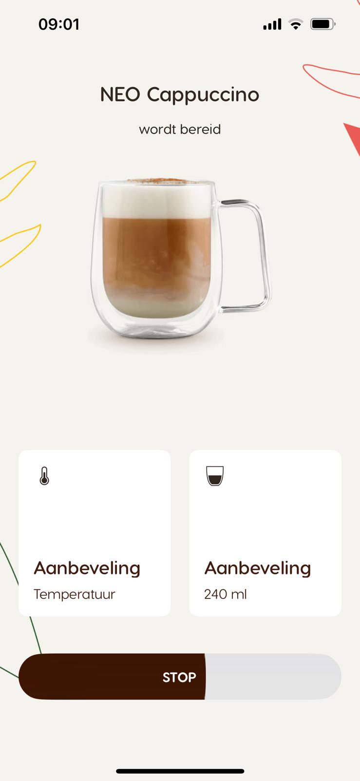 Cappuccino maken met NEO mobiele app