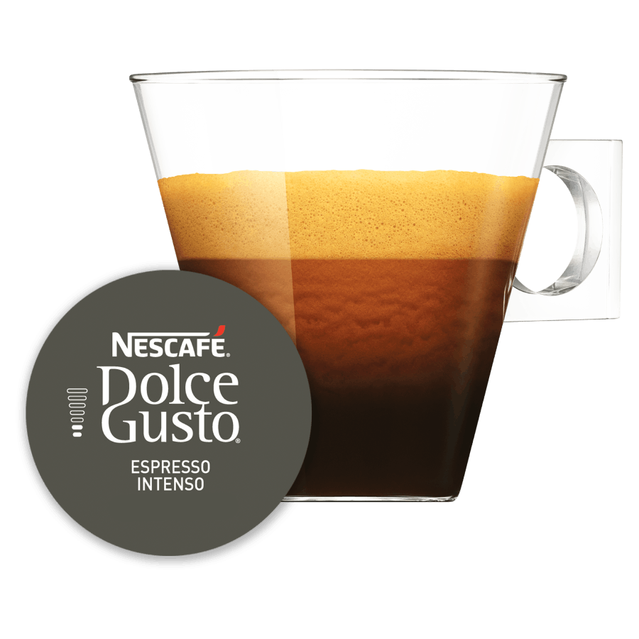 Capsule met kop koffie NESCAF&Eacute; Dolce Gusto Espresso Intenso 16 Capsules