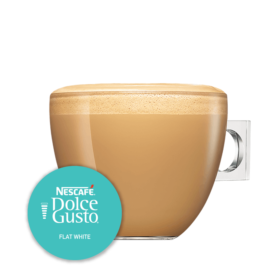Capsule met kop koffie NESCAF&Eacute; Dolce Gusto Flat White 16 Capsules