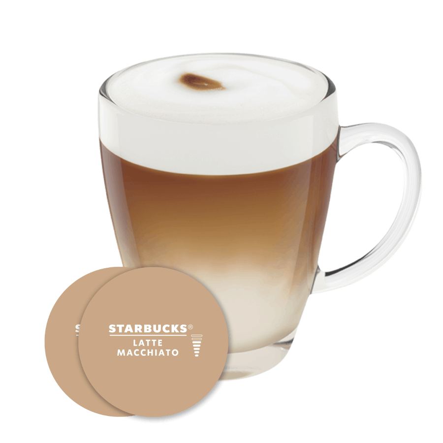 Capsule met kop koffie NESCAF&Eacute; Dolce Gusto Starbucks Latte Macchiato 12 Capsules
