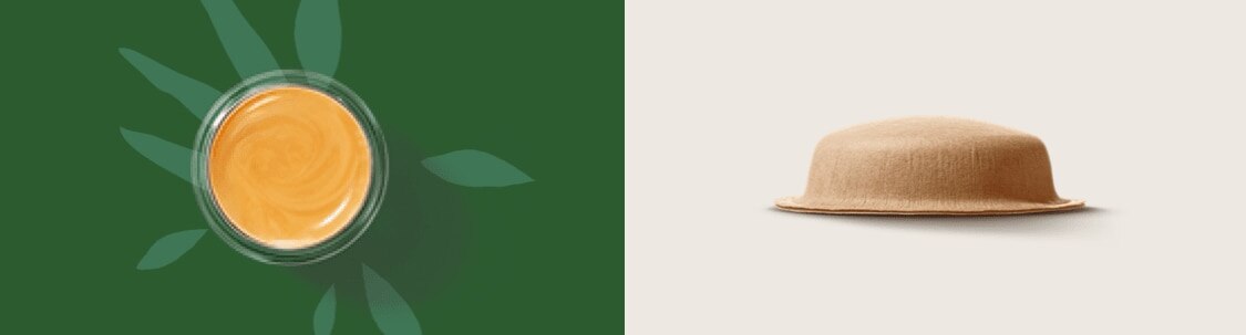 branche avec des feuilles &agrave; c&ocirc;t&eacute; d'une tasse, d'une capsule et d'un sachet