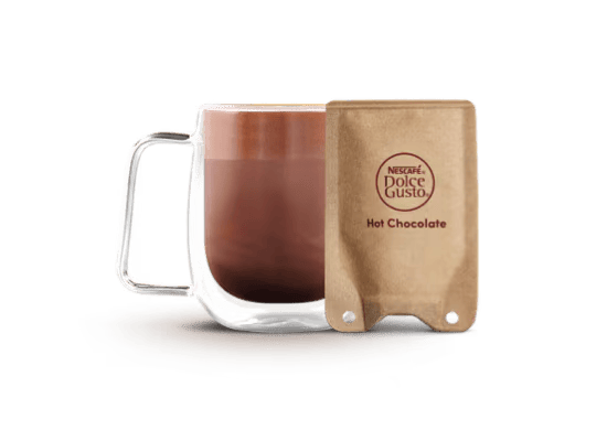 Kop chocoladedrank en capsule